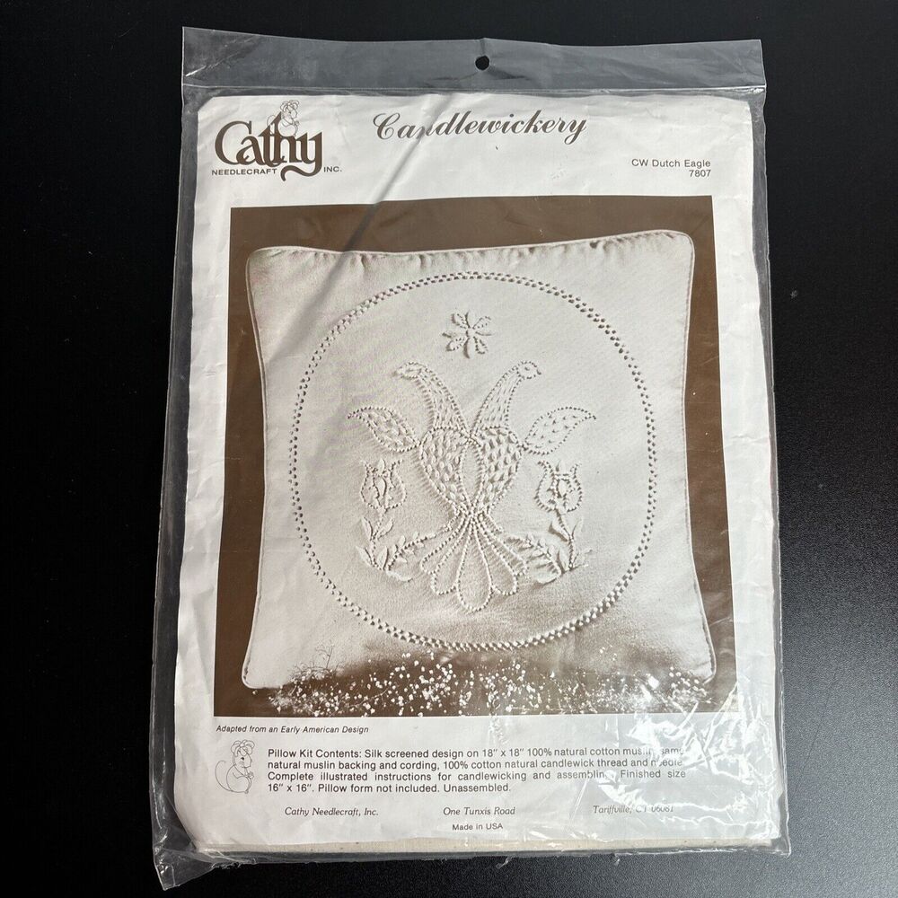 VINTAGE Cathy NEEDLECRAFT CANDLEWICKERY CW Dutch Eagle 7807 Pillow Kit SEALED